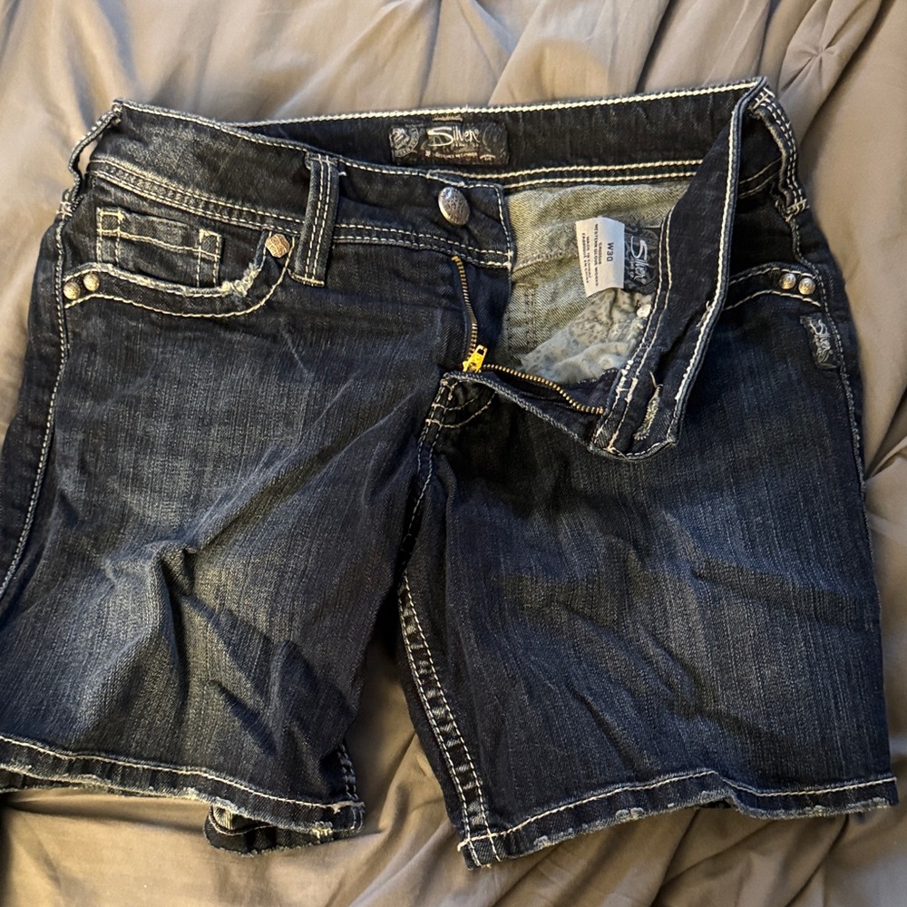 Silver Jeans Dark Blue Jean Shorts
